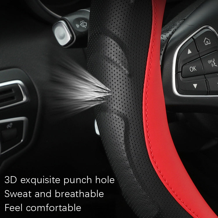 Leather Carbon Fiber Stitching Car Steering Wheel Set, Diameter: 38cm(Black Yellow D Shape)