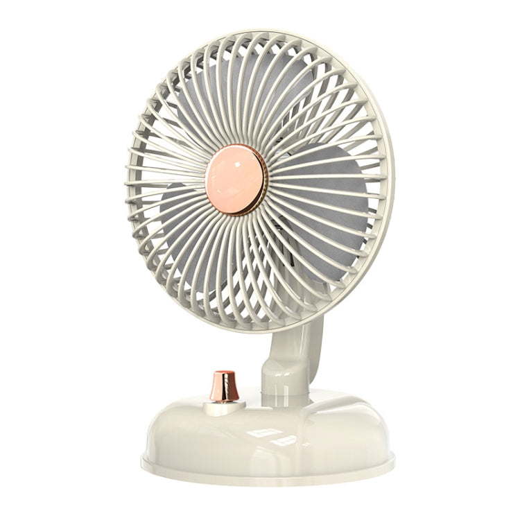 F10 Portable Quiet Desktop Retro Moving Head USB Fan(Milk White)
