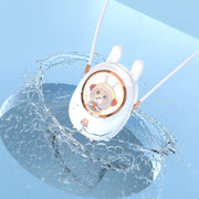 Star Pet Hanging Neck Fan USB Hand-Held Silent Luminous Fan(White)