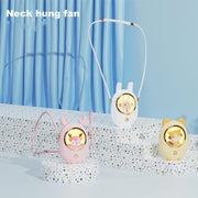 Star Pet Hanging Neck Fan USB Hand-Held Silent Luminous Fan(Yellow)