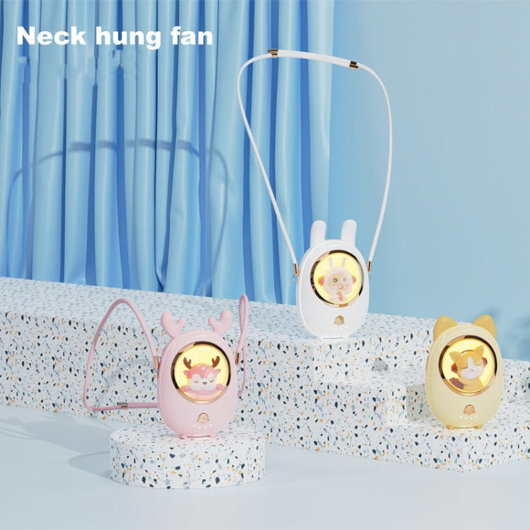 Star Pet Hanging Neck Fan USB Hand-Held Silent Luminous Fan(Yellow)
