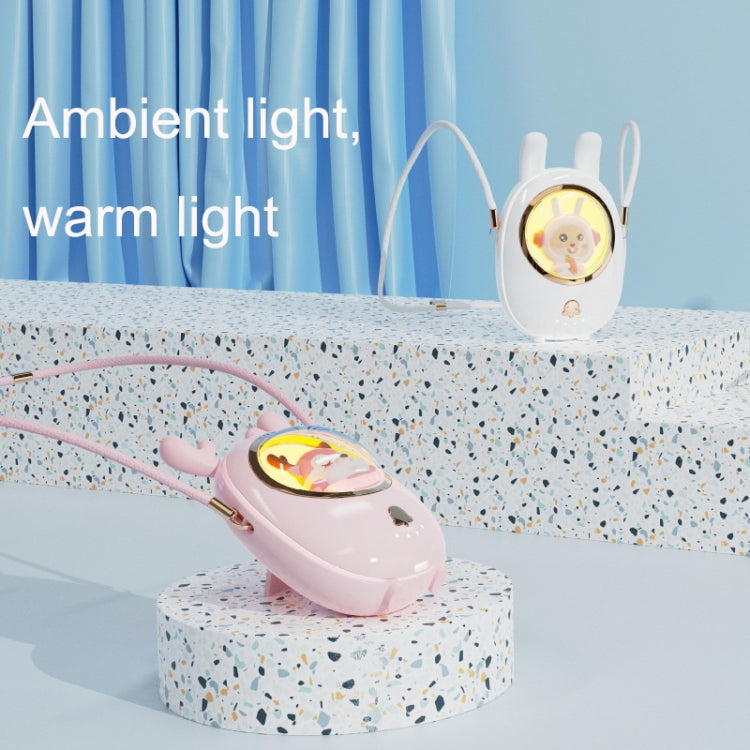 Star Pet Hanging Neck Fan USB Hand-Held Silent Luminous Fan(Yellow)