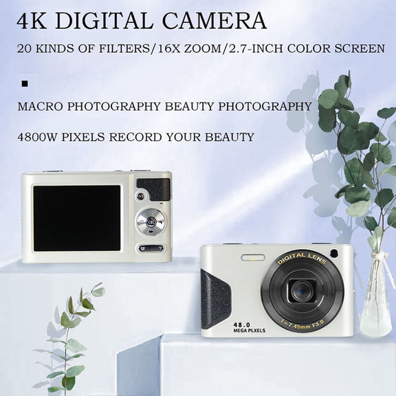 C8 4K  2.7-inch LCD Screen HD Digital Camera Retro Camera,Version: 30W Standard Version  White