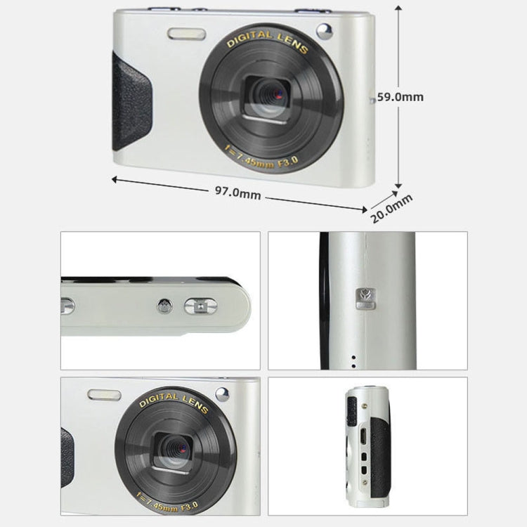 C8 4K  2.7-inch LCD Screen HD Digital Camera Retro Camera,Version: 30W Standard Version  White