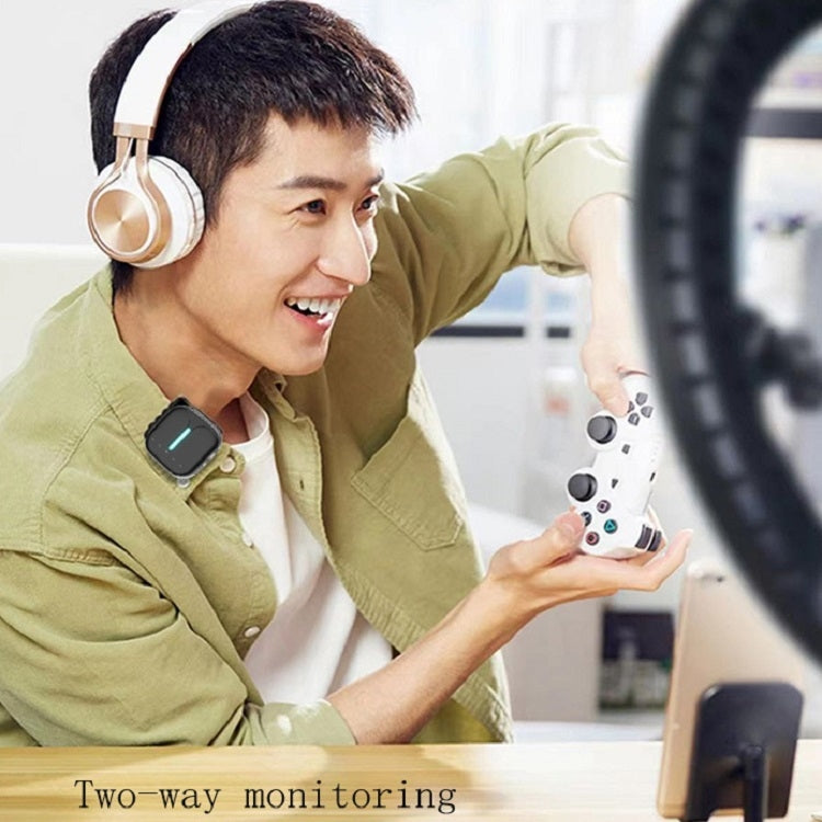 Outdoor Professional Noise-cancelling Wireless Lavalier Microphone Type-C+Apple Adapter