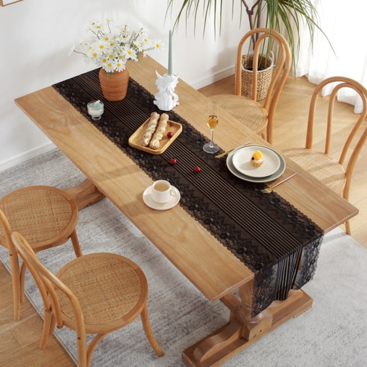 Romantic Lace Table Runner Wedding Decoration, Size: 90cm(Black Lace)