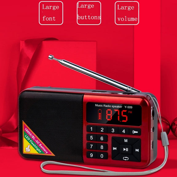 Bluetooth Card Radio Digital FM Player, Specifications: Y-509FM (No Solar Panel)(Black)