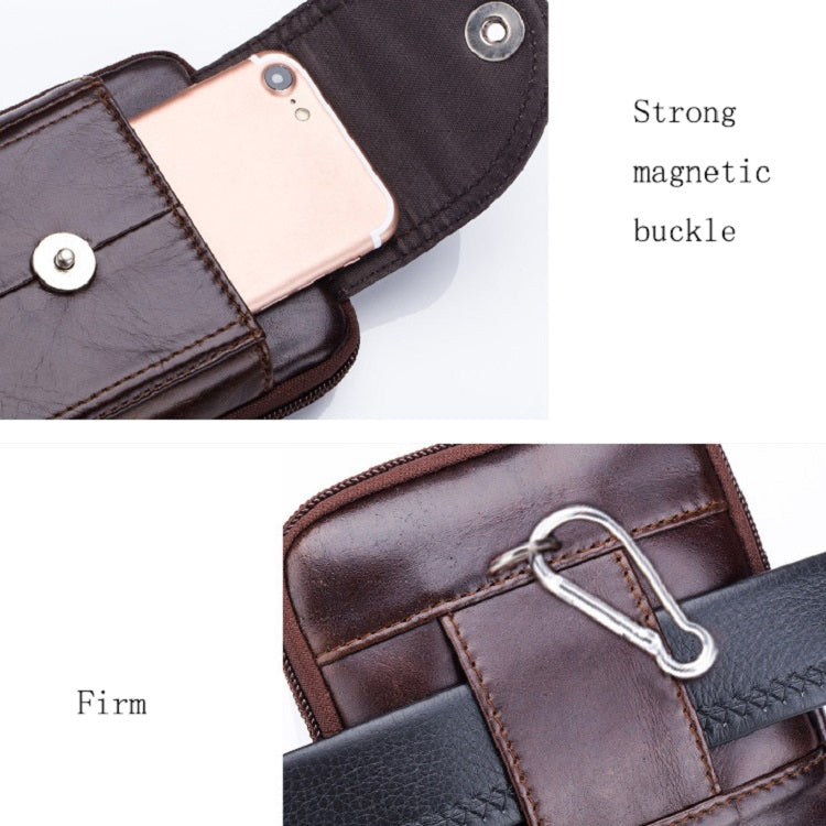 BULL CAPTAIN  Leather Multifunctional Waist Bag For Men(Black-10)