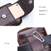 BULL CAPTAIN  Leather Multifunctional Waist Bag For Men(Black-10)