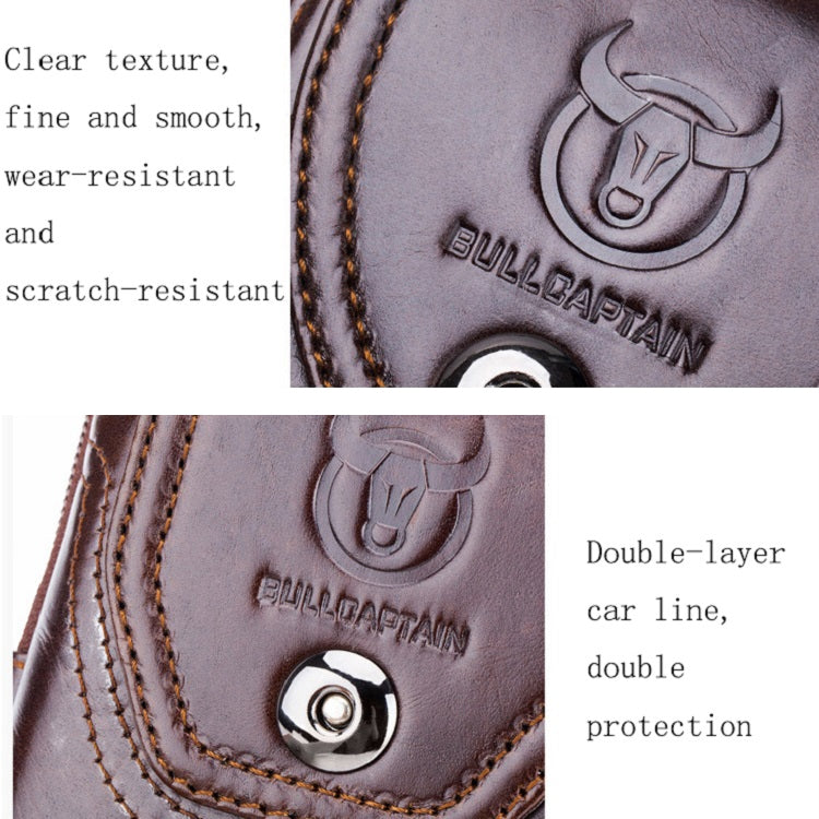BULL CAPTAIN  Leather Multifunctional Waist Bag For Men(Black-10)