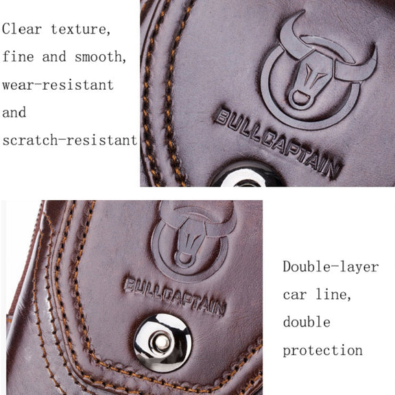 BULL CAPTAIN  Leather Multifunctional Waist Bag For Men(Black-10)