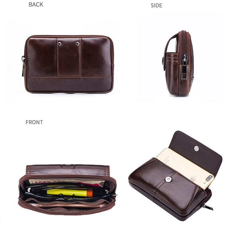 BULL CAPTAIN  Leather Multifunctional Waist Bag For Men(Black-10)