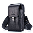 BULL CAPTAIN Multifunctional Leather Mobile Phone Small Waist Bag For Men(Vertical Black) - free shipping - PMC TechLife - Order now!