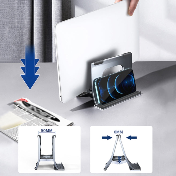 Oatsbasf 03880 H-type Alloy Laptop Gravity Automatic Storage Rack(Grey)