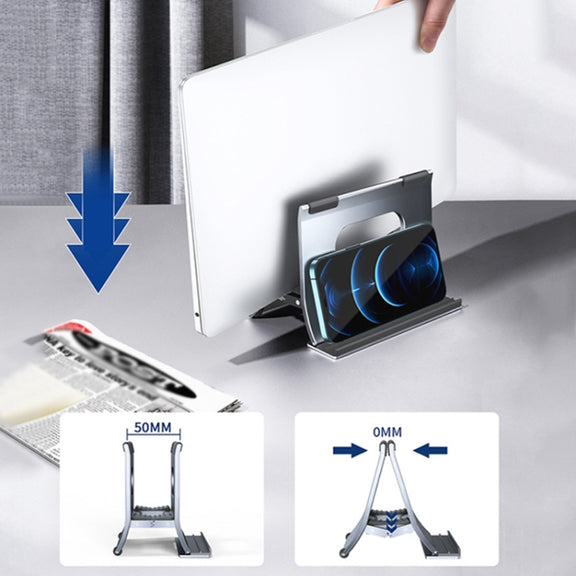 Oatsbasf 03880 H-type Alloy Laptop Gravity Automatic Storage Rack(Grey)