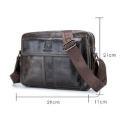 BULL CAPTAIN  Double Layer Leather One Shoulder Messenger Bag For Men(Iron Blue)