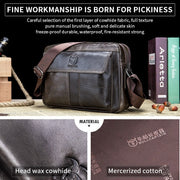 BULL CAPTAIN  Double Layer Leather One Shoulder Messenger Bag For Men(Iron Blue)