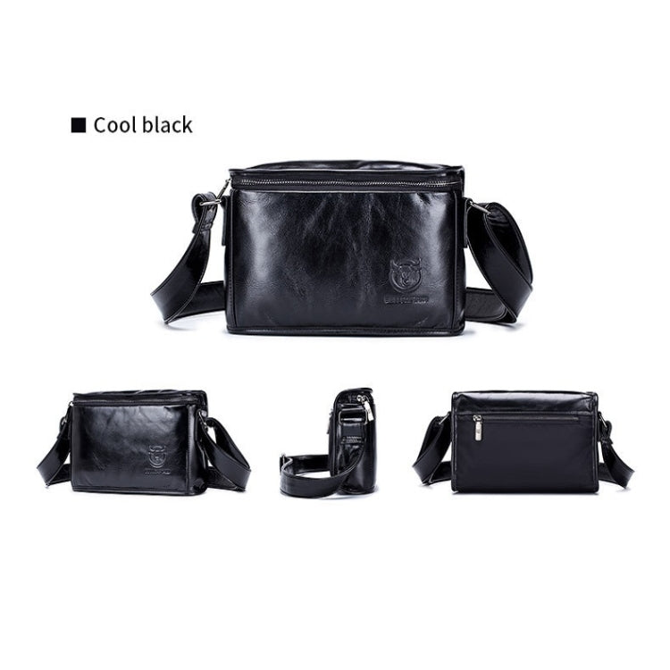 BULL CAPTAIN Leather Shoulder Messenger Bag For Men(Cool Black)