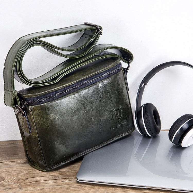 BULL CAPTAIN Leather Shoulder Messenger Bag For Men(Dark Night Green)