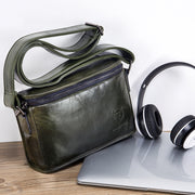 BULL CAPTAIN Leather Shoulder Messenger Bag For Men(Dark Night Green)