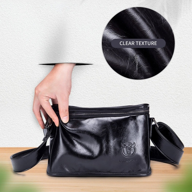BULL CAPTAIN Leather Shoulder Messenger Bag For Men(Cool Black)