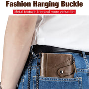 BULL CAPTAIN  Leather Three-fold Zipper Wallet For Men(Brown)