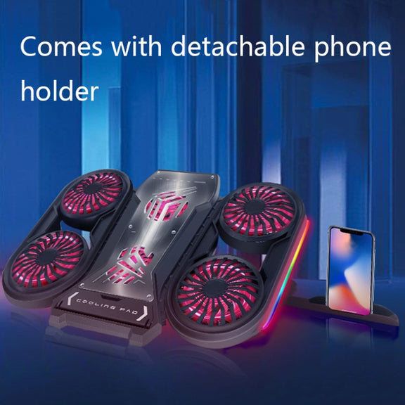 NUOXI Q6 RGB Lighting Effect Laptop Radiator with Phone Holder(Blue)