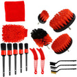 16 PCS / Set Car Washing Tool Brush Drill Cleaning Brush Tire Cleaning Floor Brush(Red) - Car washing supplies by PMC TechLife | Online Shopping South Africa | PMC TechLife | Buy Now Pay Later Mobicred