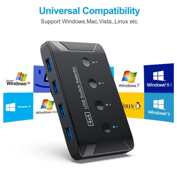 T29 USB3.0 Automatic 4 In 4 Out Switcher HUB Printer Sharing