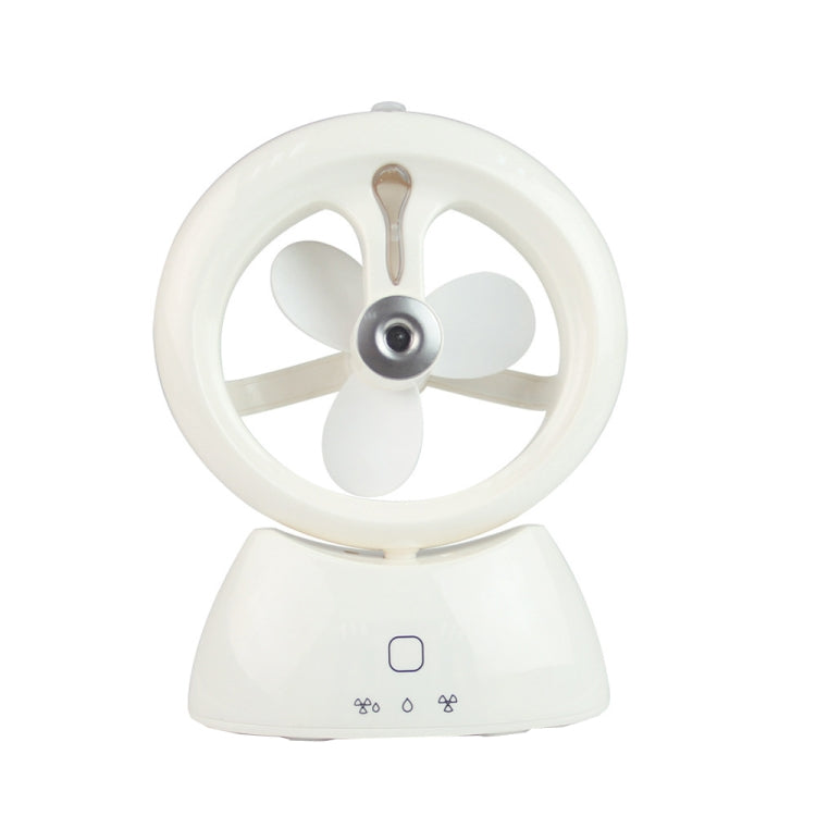 Mini USB Rechargeable Spray Fan Student Dormitory Office Desktop Mute Fan(Glossy White)
