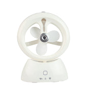 Mini USB Rechargeable Spray Fan Student Dormitory Office Desktop Mute Fan(Glossy White)