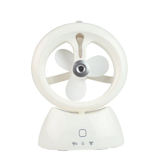 Mini USB Rechargeable Spray Fan Student Dormitory Office Desktop Mute Fan(Glossy White)
