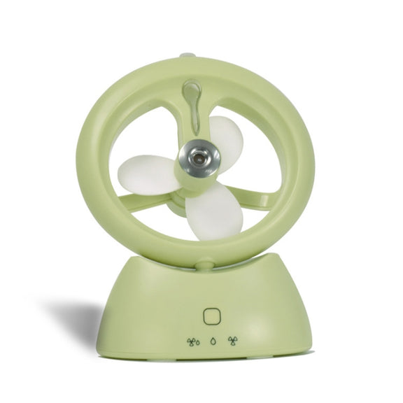 Mini USB Rechargeable Spray Fan Student Dormitory Office Desktop Mute Fan(Frosted Matcha Green)