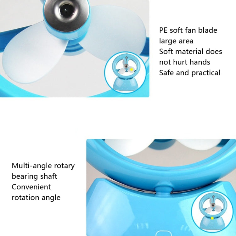 Mini USB Rechargeable Spray Fan Student Dormitory Office Desktop Mute Fan(Frosted Sky Blue)