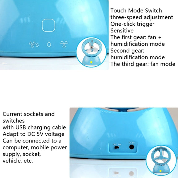 Mini USB Rechargeable Spray Fan Student Dormitory Office Desktop Mute Fan(Frosted Matcha Green)