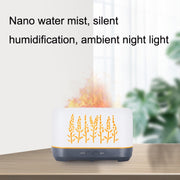 YX-1690 Wood Grain Aroma Diffuser Hollow Flame Humidifier(White)