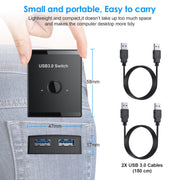 T25 2 In 1 USB3.0 Bidirectional Switch Printer Sharer Splitter(Black)