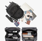 Casual Business Cowhide Leather Backpack Laptop Bag For Men(Black)