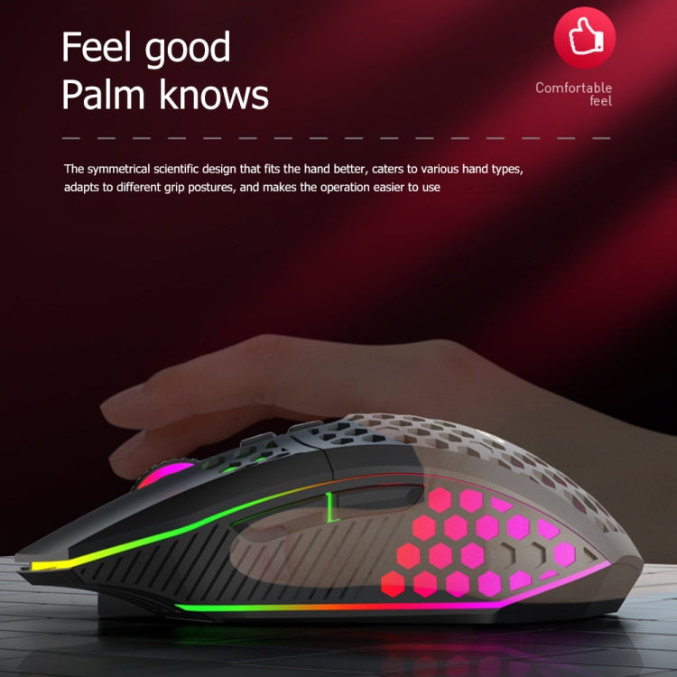 FMOUSE  X801 8 Keys 1600DPI Hollow Luminous Gaming  Office Mouse,Style: White Wireless Rechargeable