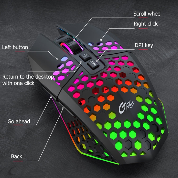 FMOUSE  X801 8 Keys 1600DPI Hollow Luminous Gaming  Office Mouse,Style: White Wireless Rechargeable