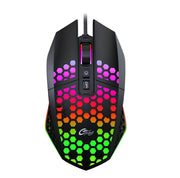 FMOUSE  X801 8 Keys 1600DPI Hollow Luminous Gaming  Office Mouse,Style: Black Wired