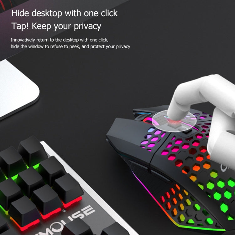 FMOUSE  X801 8 Keys 1600DPI Hollow Luminous Gaming  Office Mouse,Style: White Wired