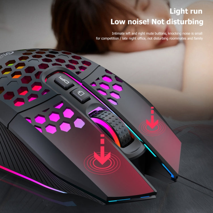 FMOUSE  X801 8 Keys 1600DPI Hollow Luminous Gaming  Office Mouse,Style: White Wired