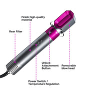 5-in-1 Hot-air Comb Automatic Straightening Dual-purpose Hair Dryer Silver+Rose Red(US Plug)