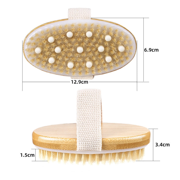 PPR Soft Beaded Boar Bristle Handleless Oval Massage Bath Brush(As Show)