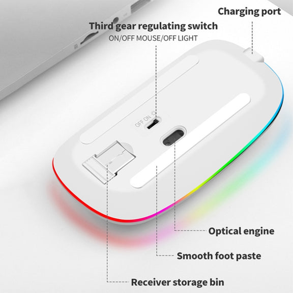 K-Snake BM110 RGB Lighting Effect Wireless Bluetooth Mouse(Black)