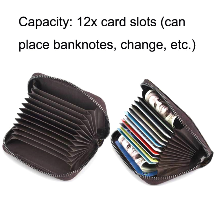 Zip Multi-card Hand-painted Organ Leather Card Holder(Silver)