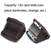 Zip Multi-card Hand-painted Organ Leather Card Holder(Silver)