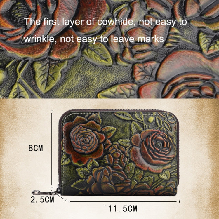 Zip Multi-card Hand-painted Organ Leather Card Holder(Silver)