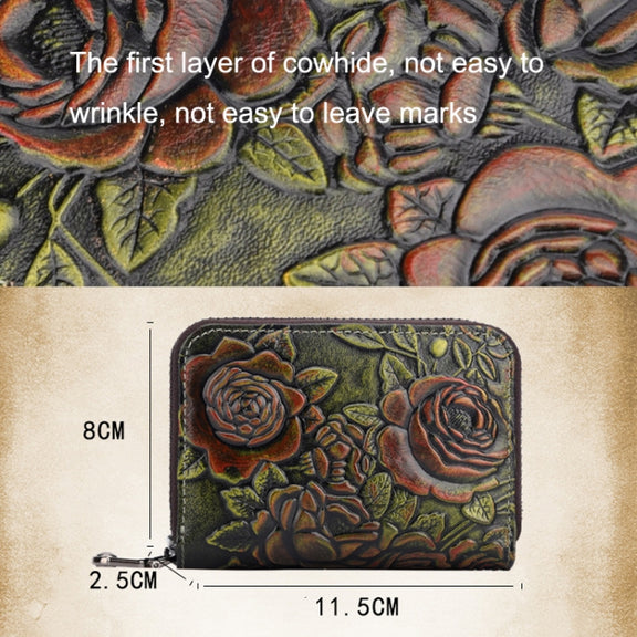 Zip Multi-card Hand-painted Organ Leather Card Holder(Silver)